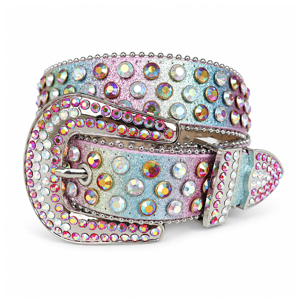 Pastel Rainbow Crystal Rhinestone Western Belt