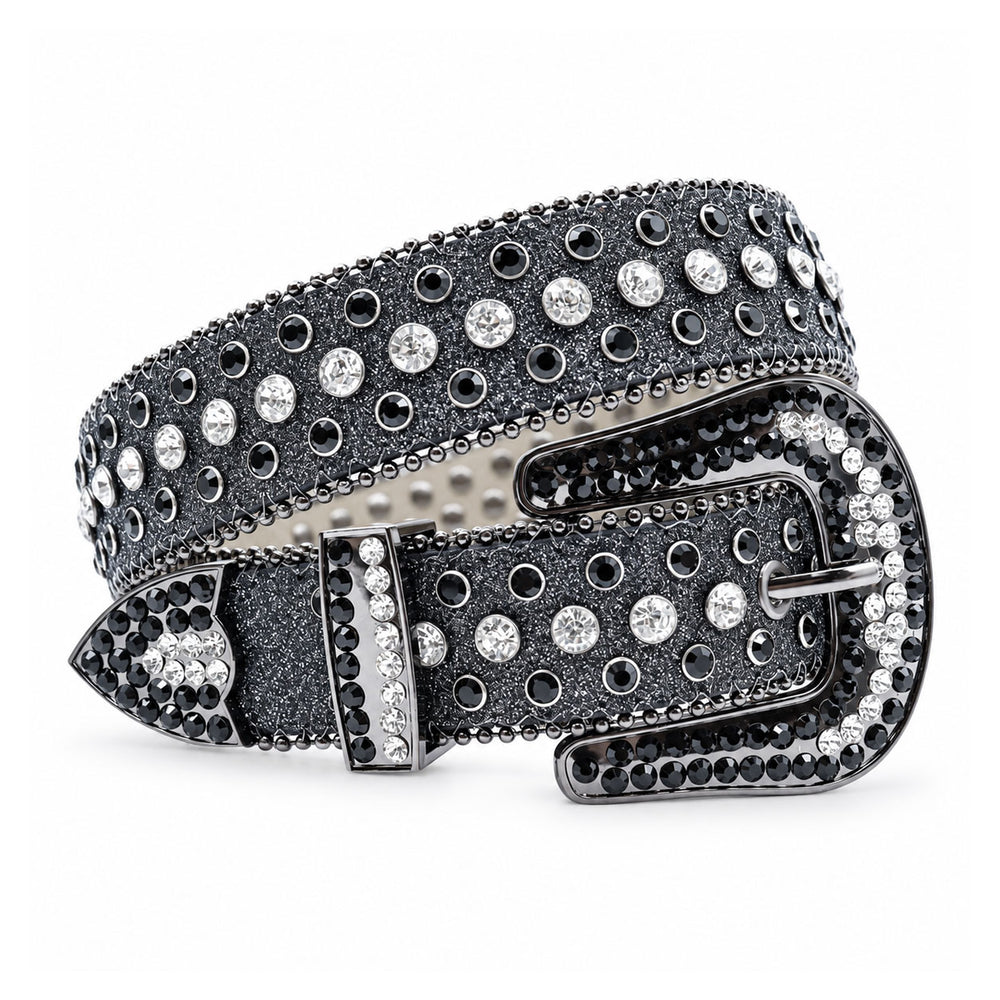 Charcoal Grey Crystal Rhinestone Western Belt