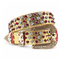 Gold & Red Crystal Rhinestone Western Belt