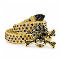Gold Skull & Crossbones Crystal Rhinestone Western Belt