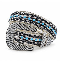 Zebra Print Turquoise Crystal Rhinestone Western Belt