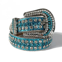 Full-Studded Crystal Rhinestone Western Belt with 3-Piece Silver Buckle