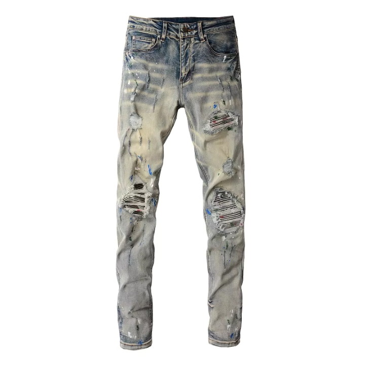 Men's Light Blue Torn Jeans