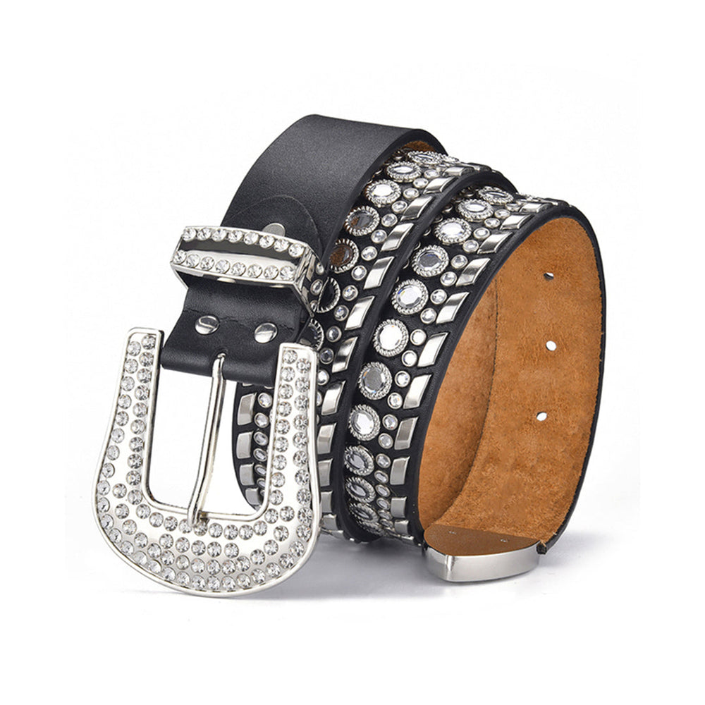 Black Strap Kippy Cowboy Rhinestone Waist Belt