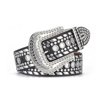 Black Strap Kippy Cowboy Rhinestone Waist Belt