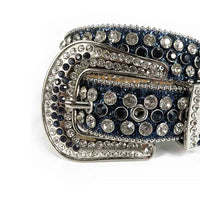 Navy Blue Strap With Black & White Adorned Rhinestone Belt