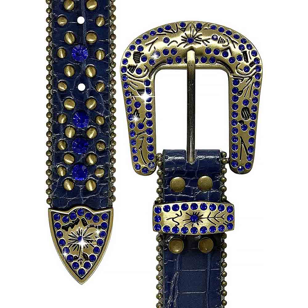 Navy With Studs And Navy Gems Encrusted Rhinestones Belts