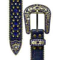 Navy With Studs And Navy Gems Encrusted Rhinestones Belts