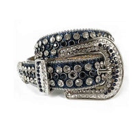 Navy Blue Strap With Black & White Adorned Rhinestone Belt