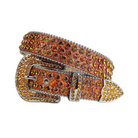 Orange & Brown Strap With Orange & Brown Adorned Rhinestone Belt