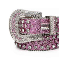 Pink Strap With Pink Sparkly Faceted Crystal Rhinestone BB Belt