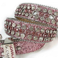 Pink Strap With Pink & Faceted Crystal Adorned Rhinestone Belt