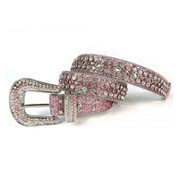 Pink Strap With Pink & Faceted Crystal Adorned Rhinestone Belt