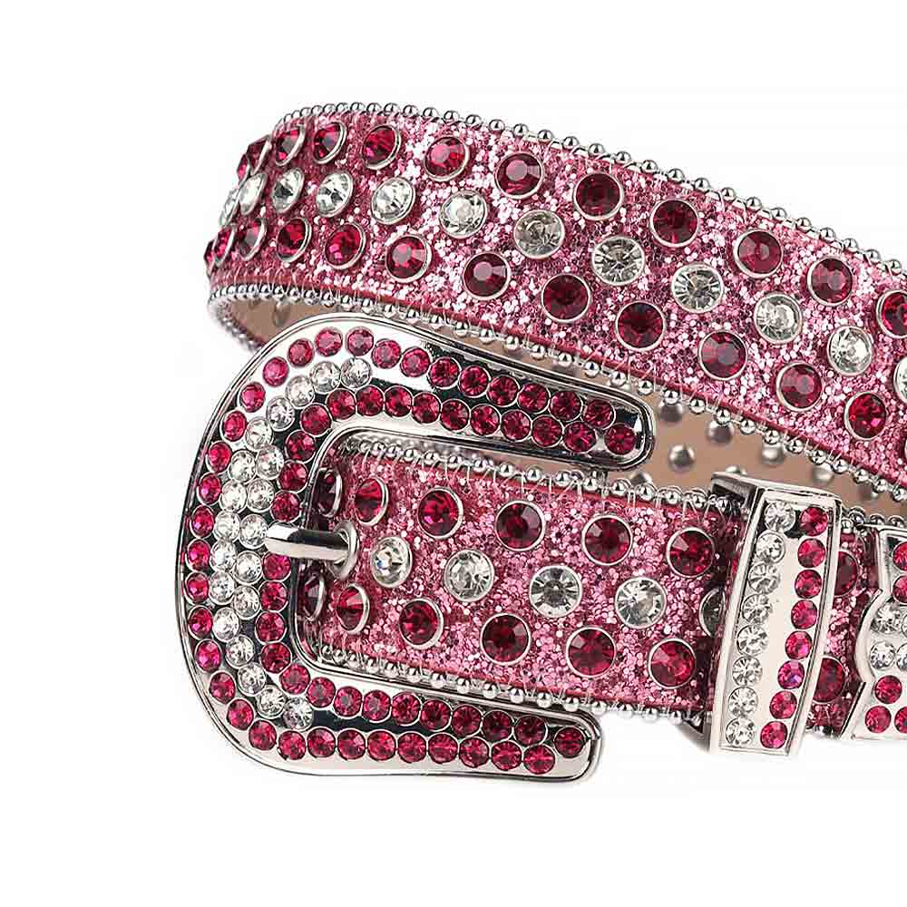 Pink Strap With Pink & White Adorned Rhinestone Belt
