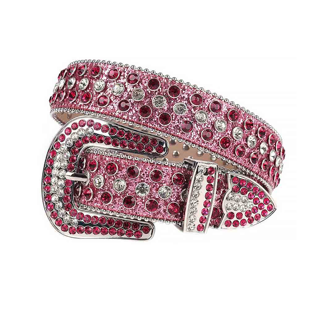 Pink Strap With Pink & White Adorned Rhinestone Belt