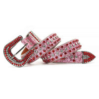 Pink Strap With Glossy Red & Silver Studs Sparkle BB Belt