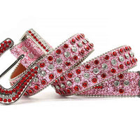 Pink Strap With Glossy Red & Silver Studs Sparkle BB Belt