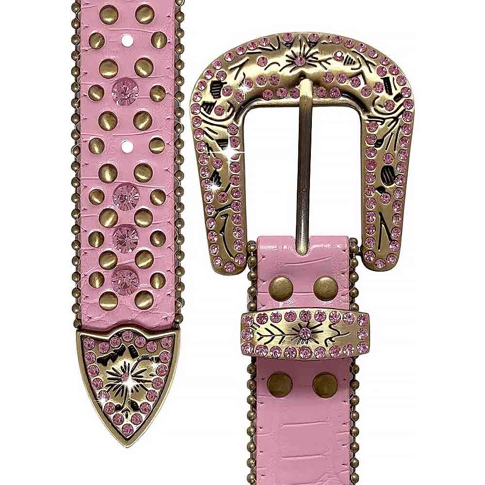 Pink With Studs And Pink Studs Encrusted Rhinestones Belts