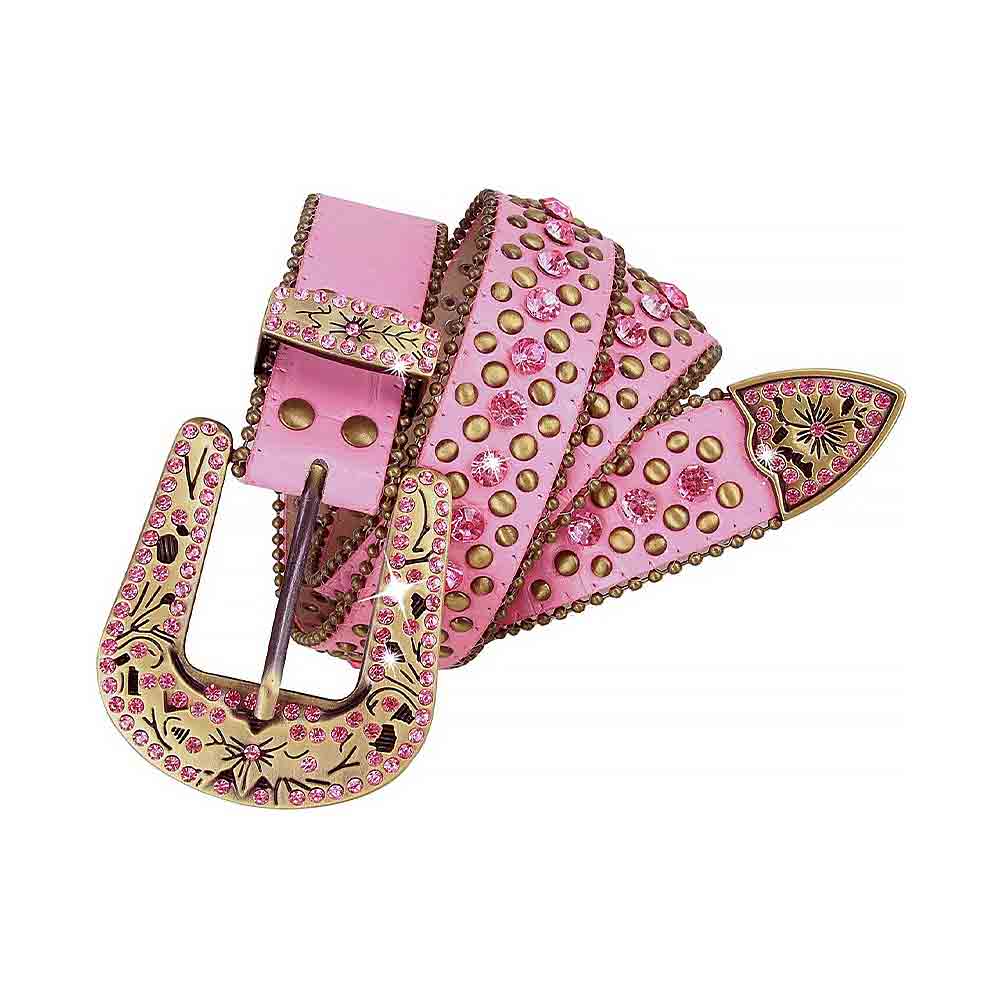 Pink With Studs And Pink Studs Encrusted Rhinestones Belts