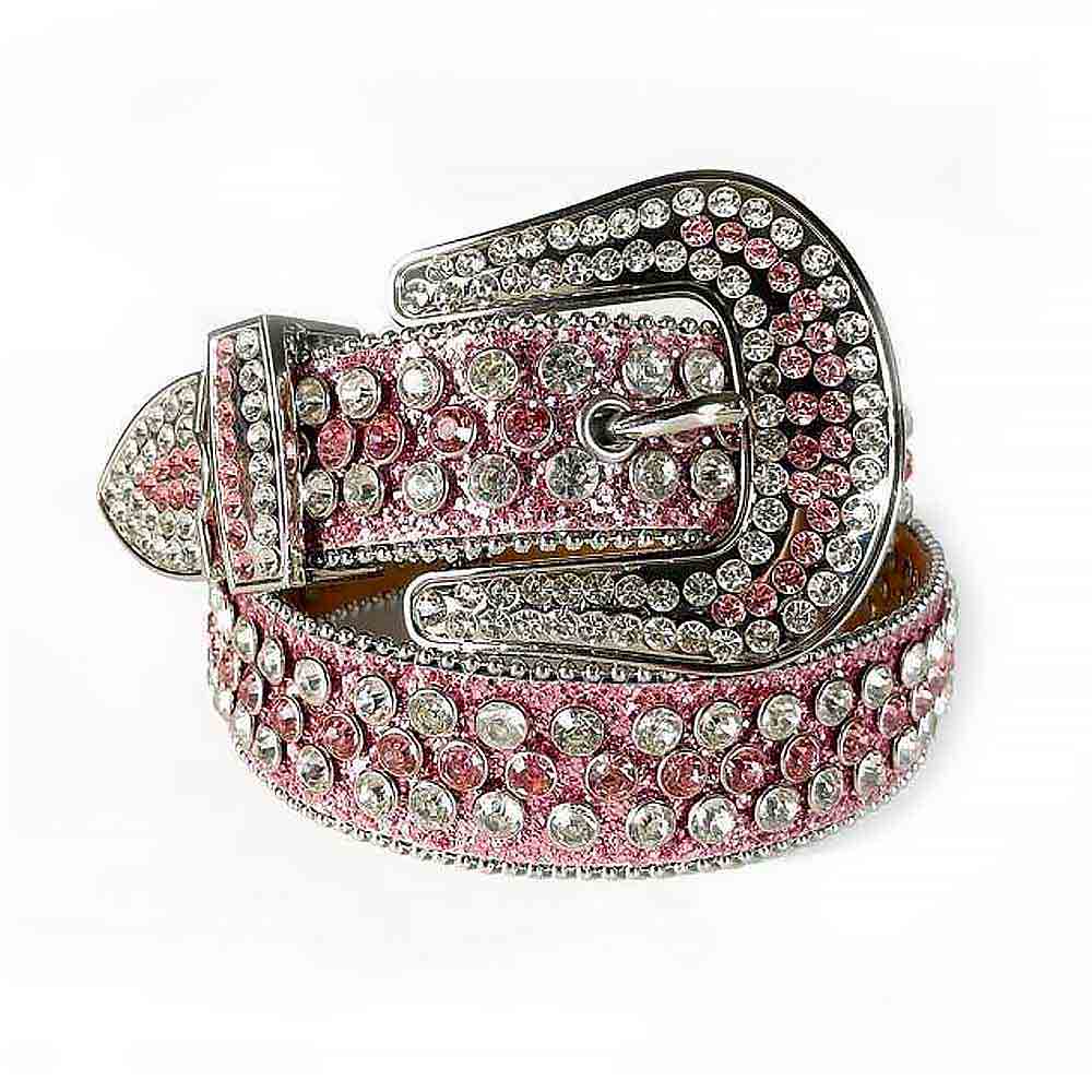 Pink Strap With Pink & Faceted Crystal Adorned Rhinestone Belt