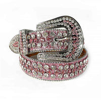 Pink Strap With Pink & Faceted Crystal Adorned Rhinestone Belt