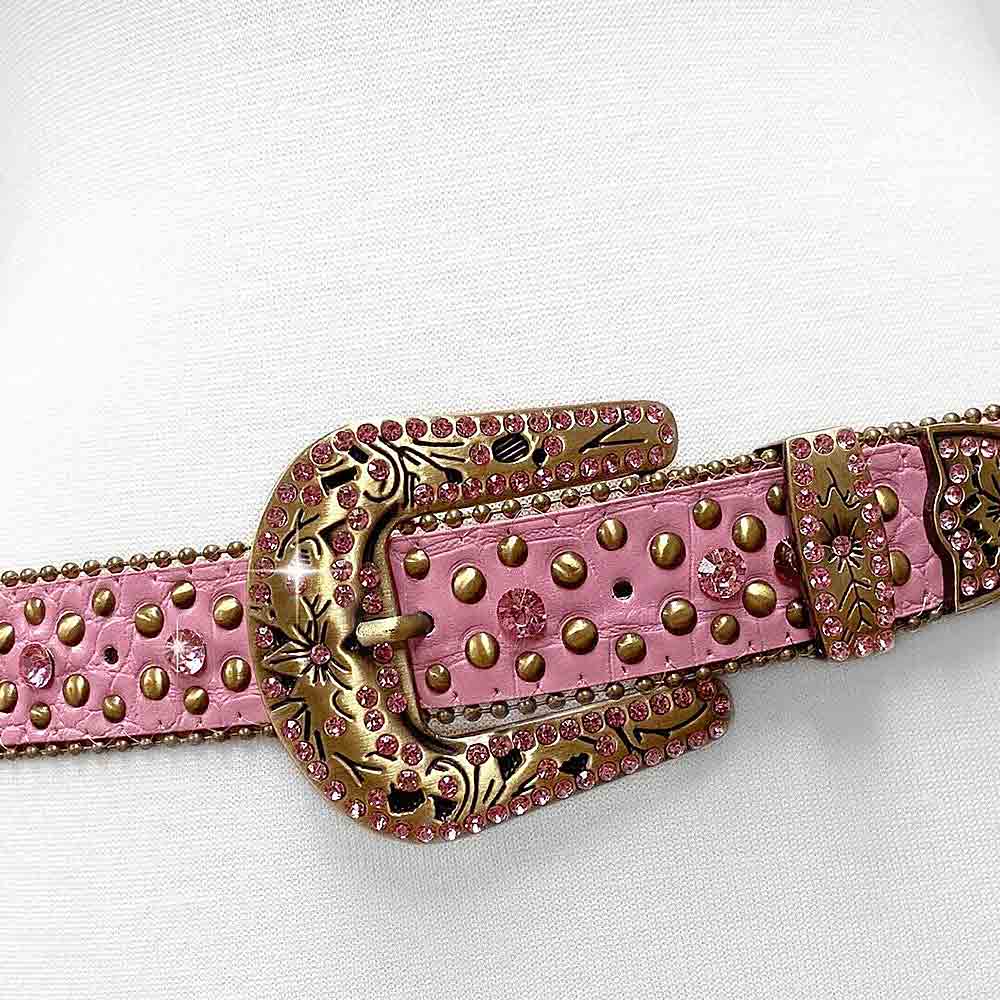 Pink With Studs And Pink Studs Encrusted Rhinestones Belts
