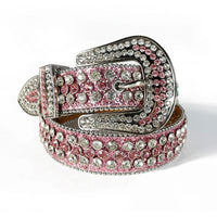 Tone-Matched Crystal Rhinestone Western Belt with Sparkle Buckle