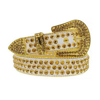 White Strap With Gold Encrusted Rhinestone Belt