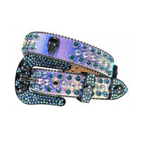 Purple & Rose Gold Strap With Multi Color Embellished Rhinestone Belt