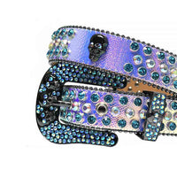 Purple & Rose Gold Strap With Multi Color Embellished Rhinestone Belt