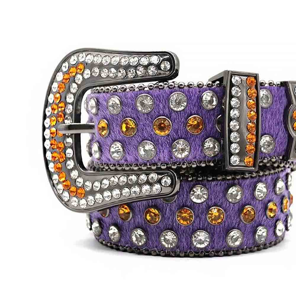 Purple Strap With Gold & Silver Lustrous Studs Belt