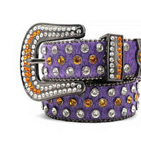 Purple Strap With Gold & Silver Lustrous Studs Belt
