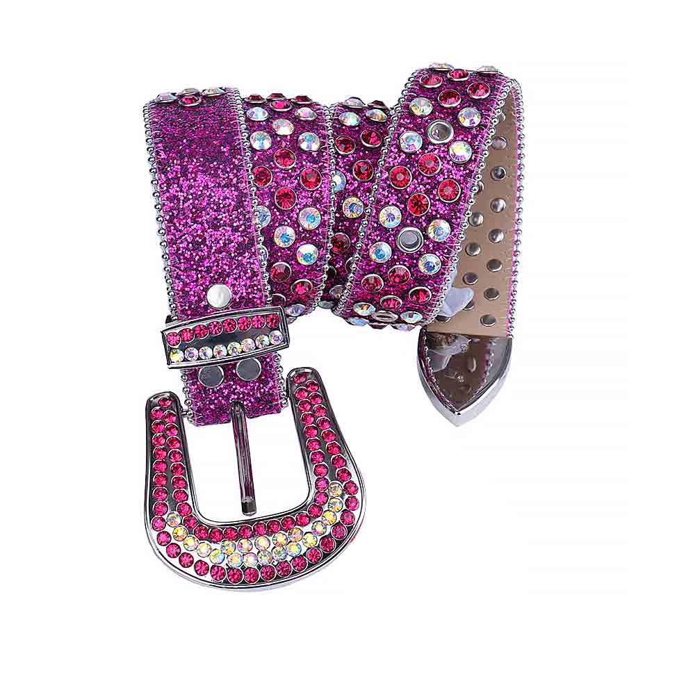 Purple Strap With Multi & Red Encrusted Rhinestone Belt