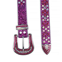 Purple Strap With Multi & Red Encrusted Rhinestone Belt