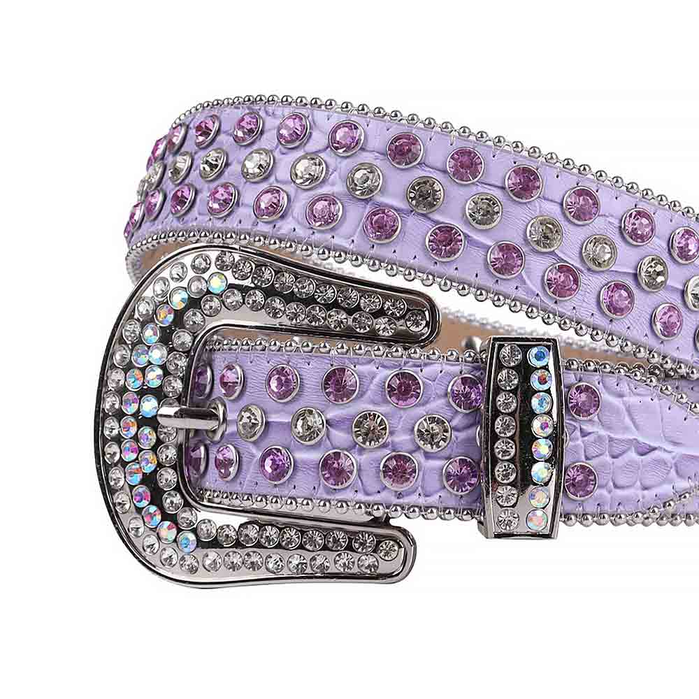 Purple Strap With White & Purple Encrusted Rhinestone Belt