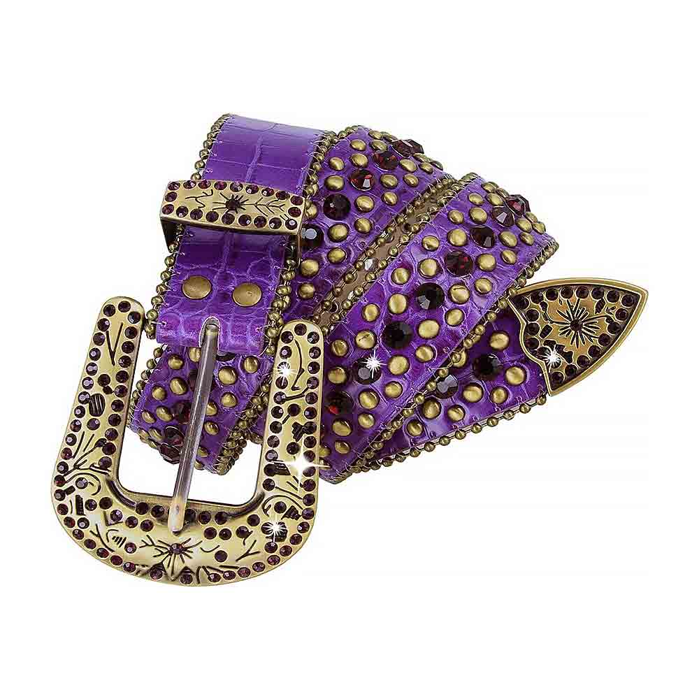 Purple With Studs And Dark Purple Gems Adorned Rhinestones Belts