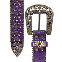 Purple With Studs And Purple Gems Encrusted Rhinestones Belts