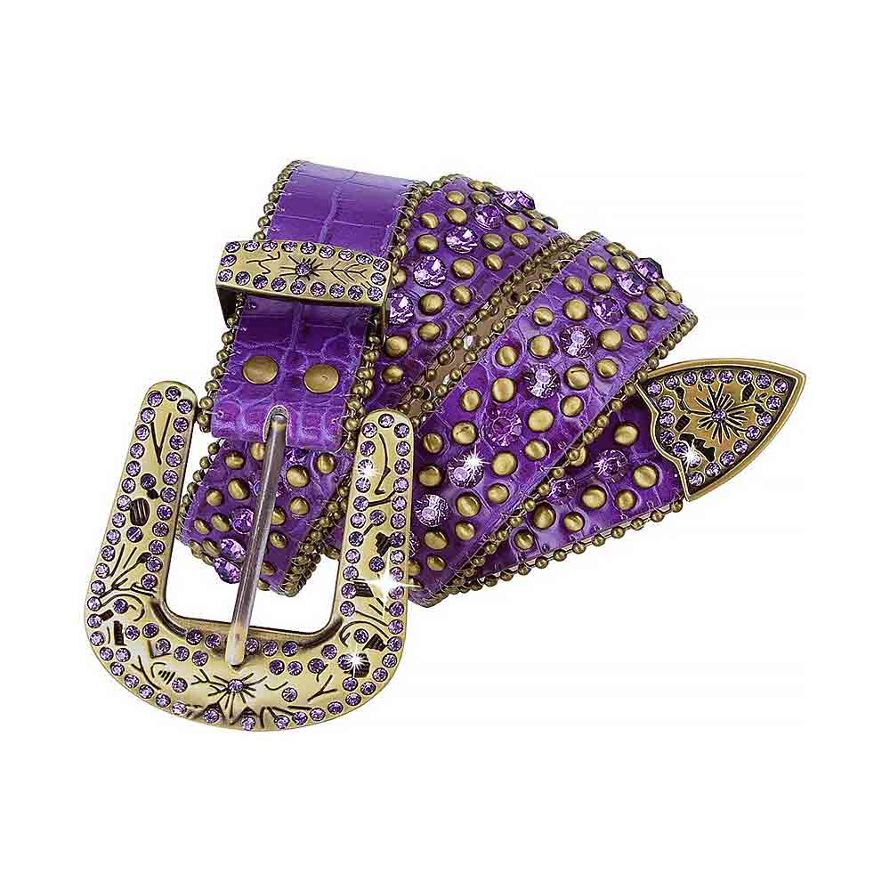 Purple With Studs And Purple Gems Encrusted Rhinestones Belts