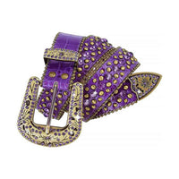 Purple With Studs And Purple Gems Encrusted Rhinestones Belts