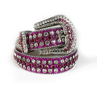 Full-Studded Crystal Rhinestone Western Belt with 3-Piece Silver Buckle
