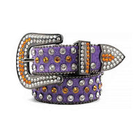 Purple Strap With Gold & Silver Lustrous Studs Belt