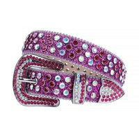 Purple Strap With Multi & Red Encrusted Rhinestone Belt