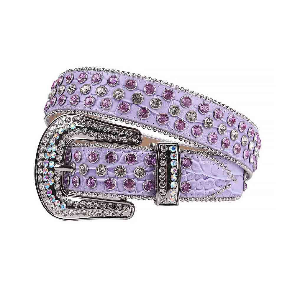 Purple Strap With White & Purple Encrusted Rhinestone Belt