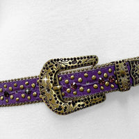 Purple With Studs And Dark Purple Gems Adorned Rhinestones Belts