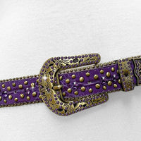 Purple With Studs And Purple Gems Encrusted Rhinestones Belts