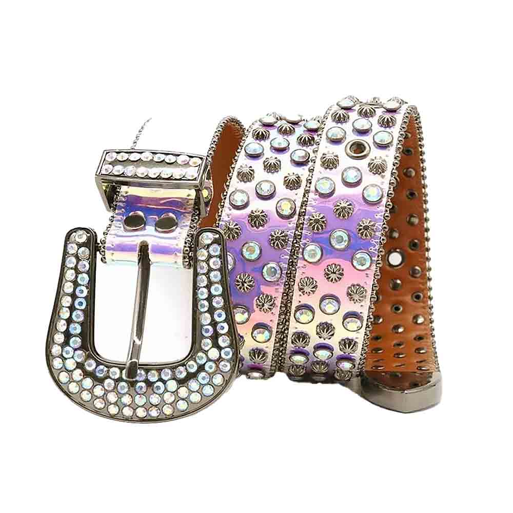 Rainbow Strap With Multi Encrusted Rhinestone Belt