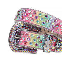 Rainbow Multi Color Strap With Multi Color Embellished Rhinestone Belt
