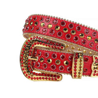 Red Strap With Gold & Red Encrusted Rhinestone Belt