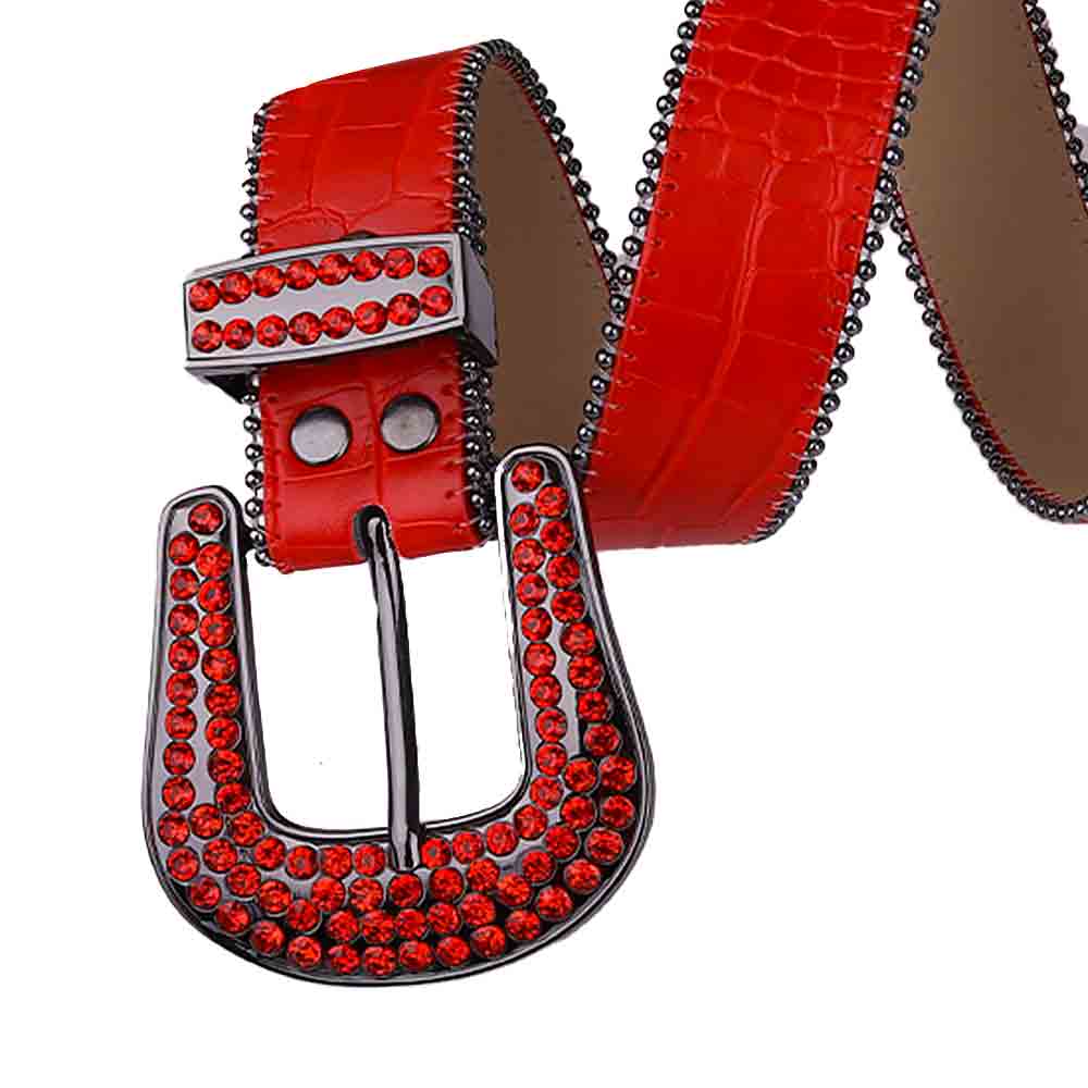 Red Strap With Red Encrusted Rhinestone Belt