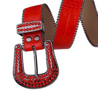 Red Strap With Red Encrusted Rhinestone Belt